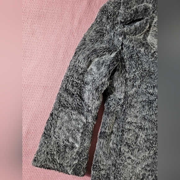 MISS SIXTY Made in Italy Fitted Faux Fur Coat Mid-Length Jacket Snap Gray Size M - Picture 3 of 16